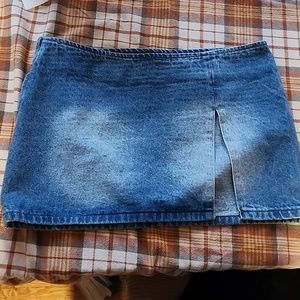 Katrina Slitted Denim Mini Skirt